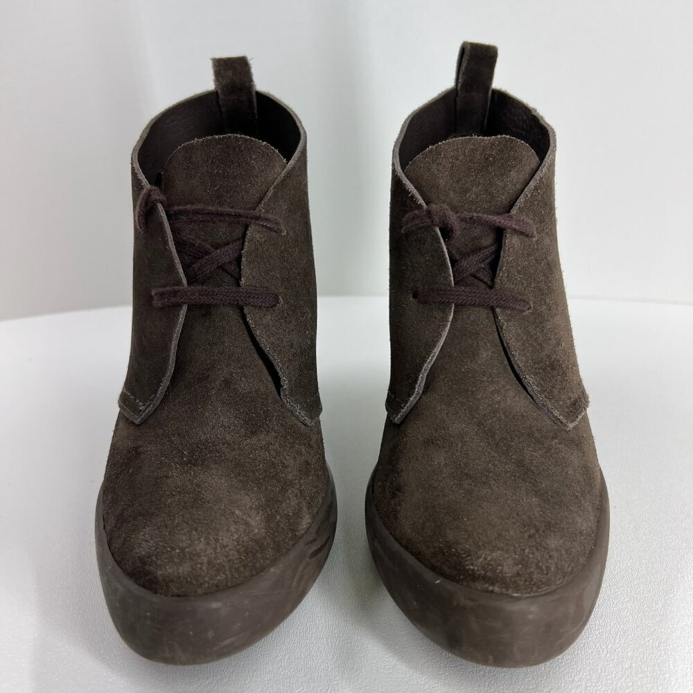 Pedro Garcia Yasu Platform Ankle Bootie Womens 38 US 8 Lace Up Heel Suede Brown